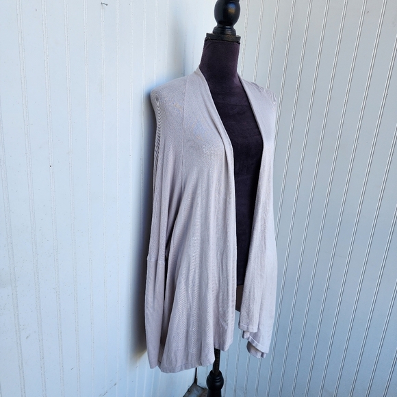 JOANN VASS Beige Women's Oversized Boho Sweater Duster Open Front Cardigan OS - Picture 2 of 12